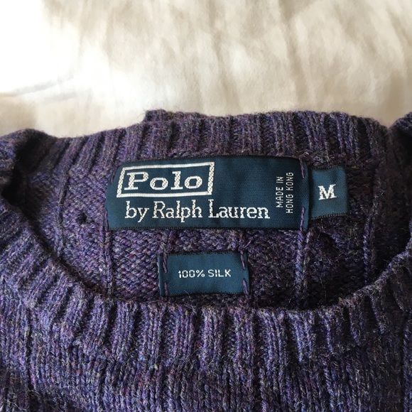 Ralph Lauren M Silk Cable-Knit Sweater in Purple - Picture 3 of 5